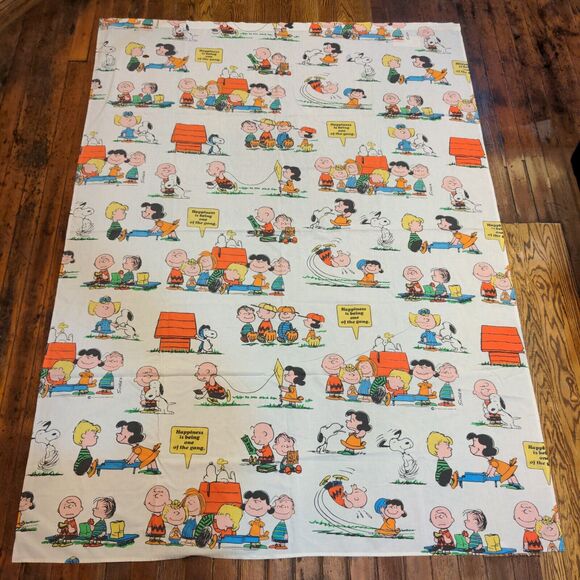 Peanuts United Feature Syndicate Flat Sheet Multi Twin Size 93x65 Muslin Vintage - Picture 2 of 5